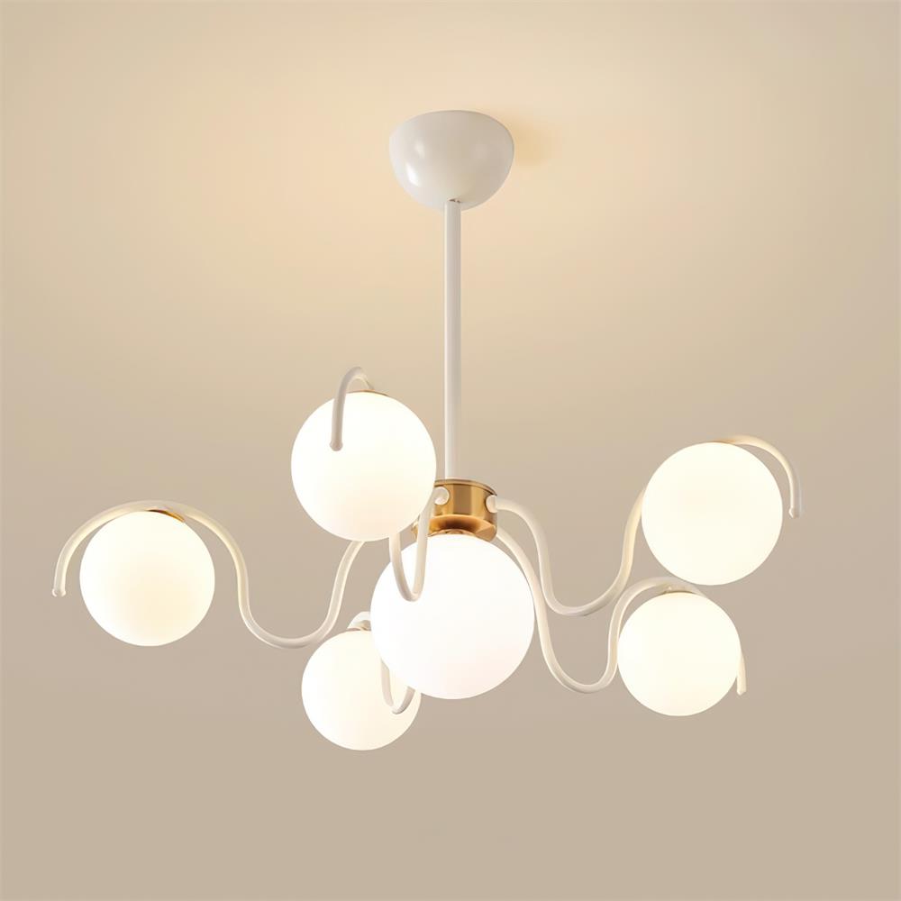Aria Chandelier - 6 Heads Beige & White
