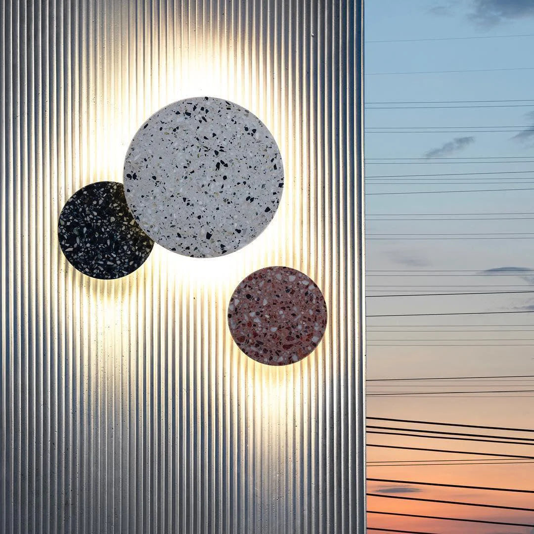 Byers Vintage Round Metal Terrazzo Concrete Wall Lamp Bedroom
