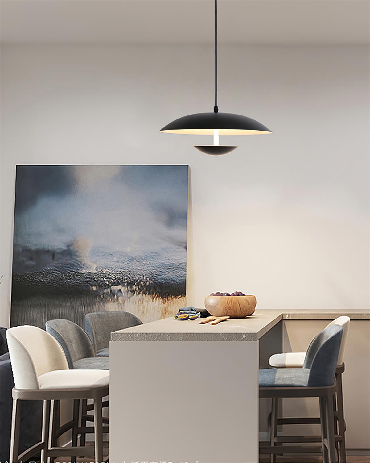 Pylos Collection | Black Pendant Light with Integrated LED | Adjustable Height for Modern Kitchen Lighting 4