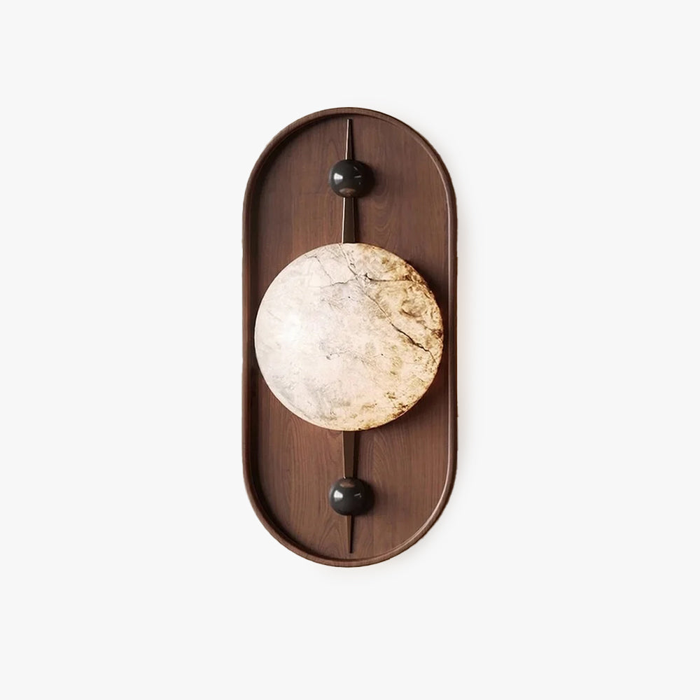Jade Vintage Metal Alabaster Walnut LED Wall Lamp Bedroom Dining Room
