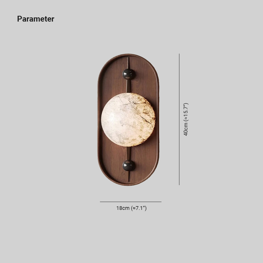 Jade Vintage Metal Alabaster Walnut LED Wall Lamp Bedroom Dining Room