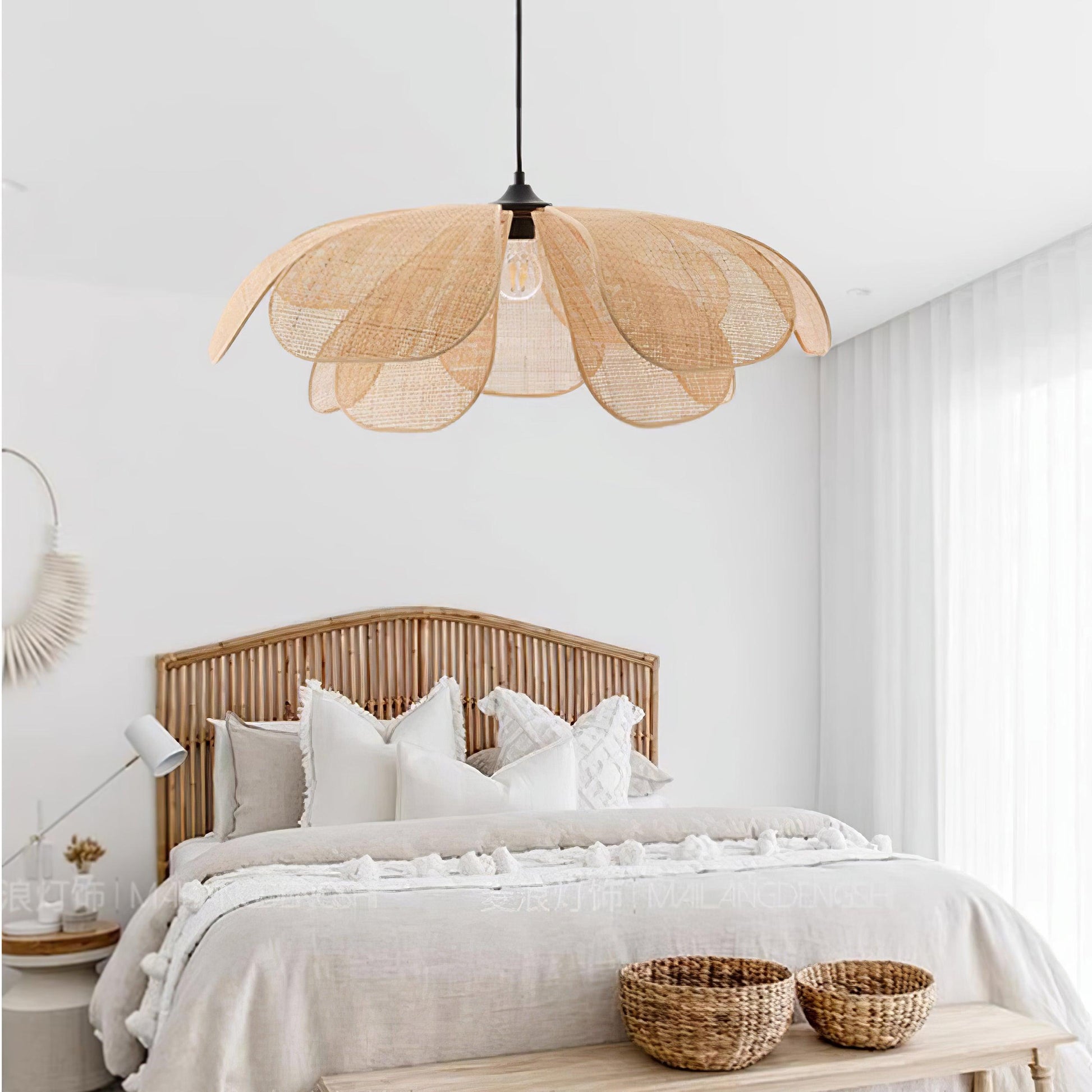 Rattan Pendant Light | Adjustable Height & Dimmer Compatible | Elegant Home Lighting for Stylish Decor 2
