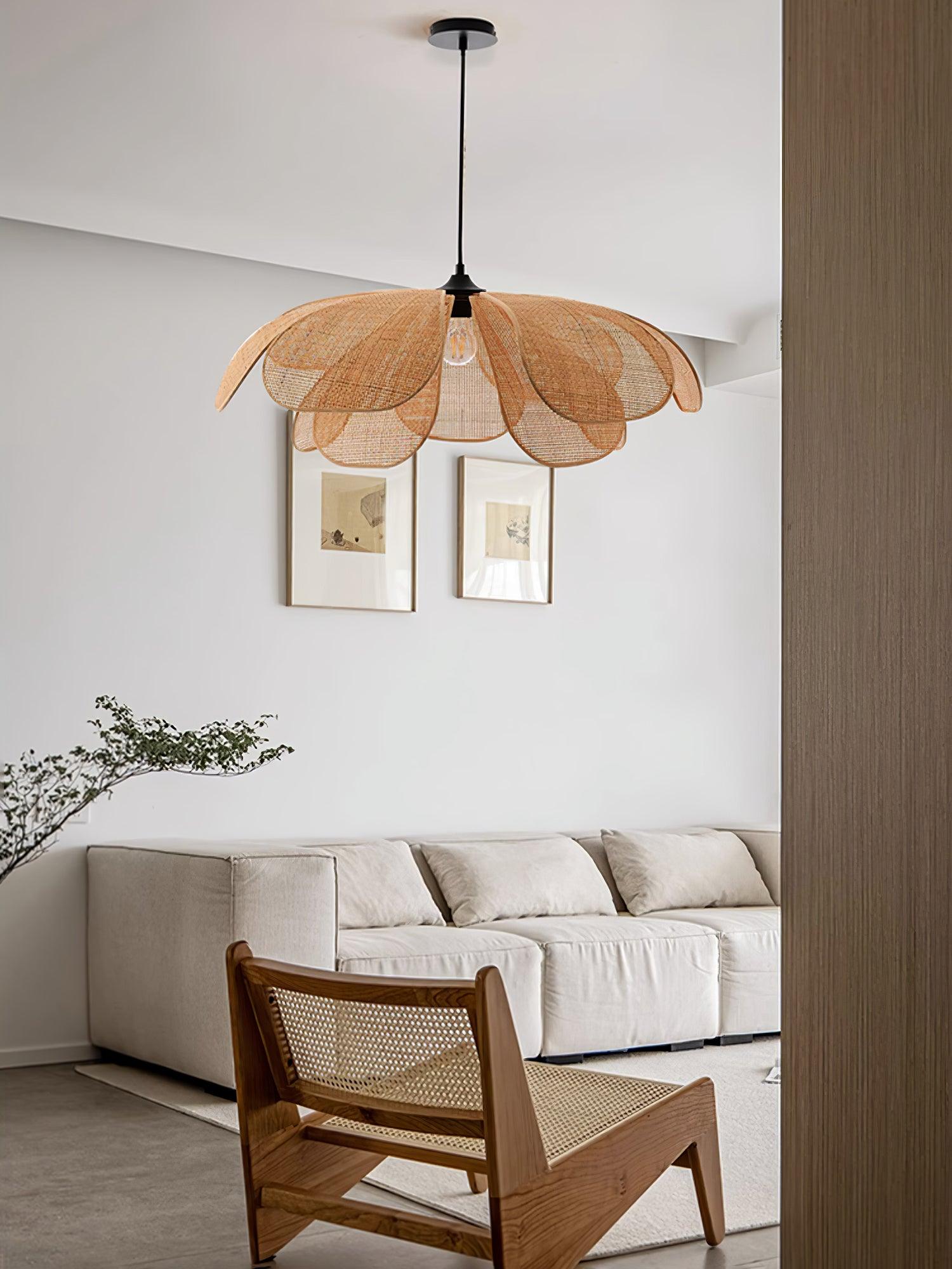 Rattan Pendant Light | Adjustable Height & Dimmer Compatible | Elegant Home Lighting for Stylish Decor 7
