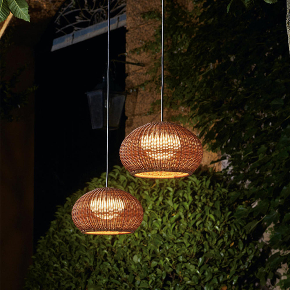 Ray Collection | Outdoor Hanging Pendant Light with Bamboo Cage Design | Elegant Warm Lighting for Cozy Outdoor Spaces 0