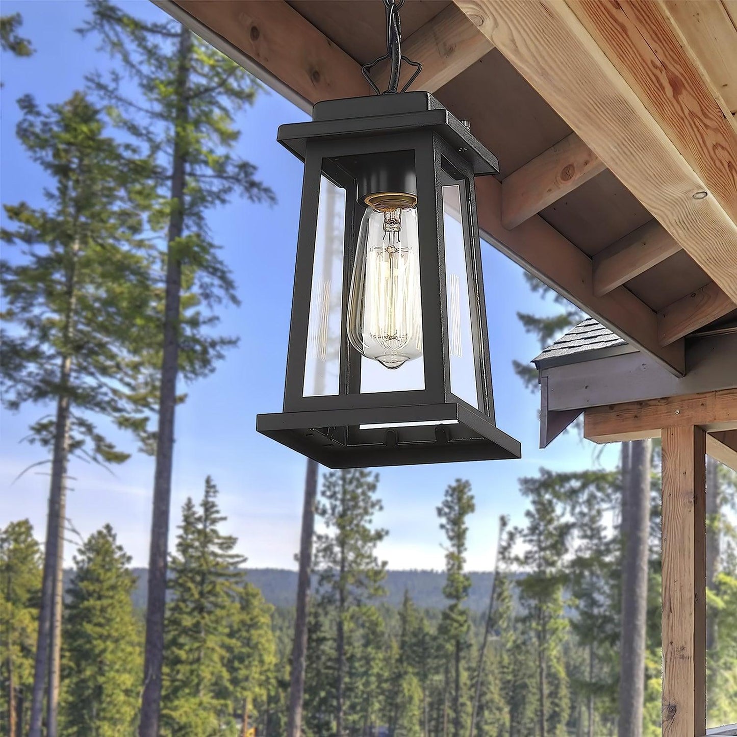Ray Collection | Outdoor Hanging Pendant Light with Vintage Design | Durable Metal Frame for Elegant Illumination 7