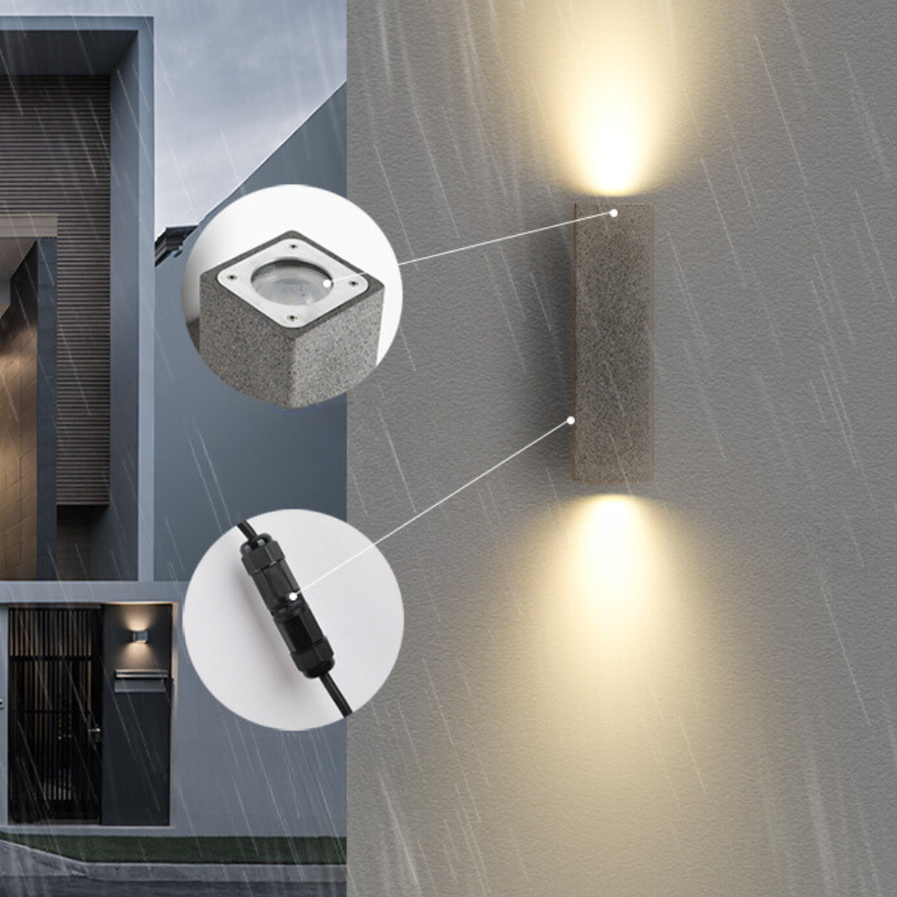 Ray Collection | Outdoor Wall Lamp with Durable Cement & Dual Head | Modern Lighting for Gardens 5