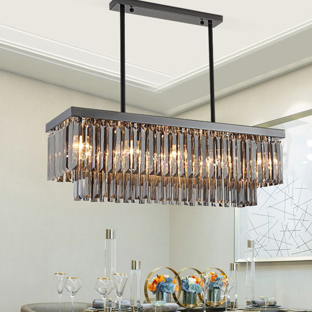 Rectangle Black Pendant Light with Black Glass Shade | Elegant Design for Modern Interiors 0