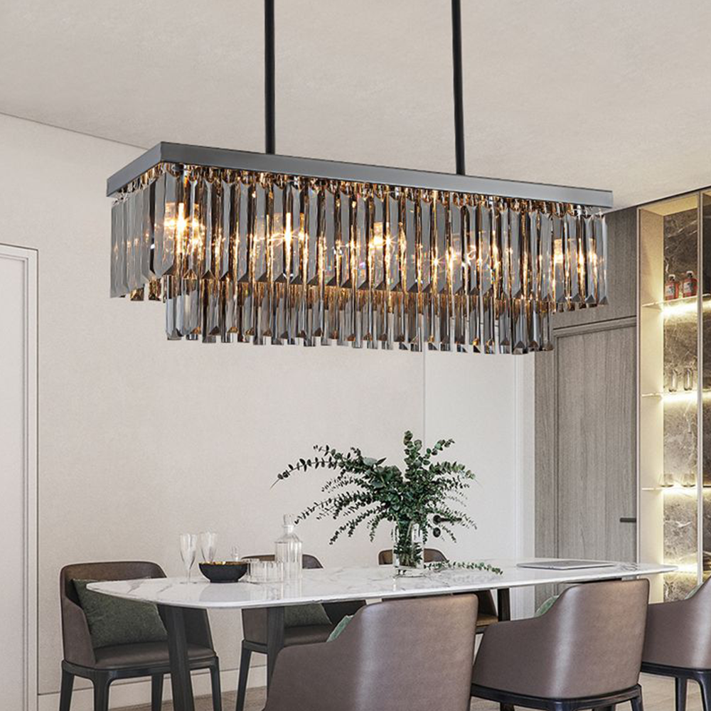 Rectangle Black Pendant Light with Black Glass Shade | Elegant Design for Modern Interiors 4