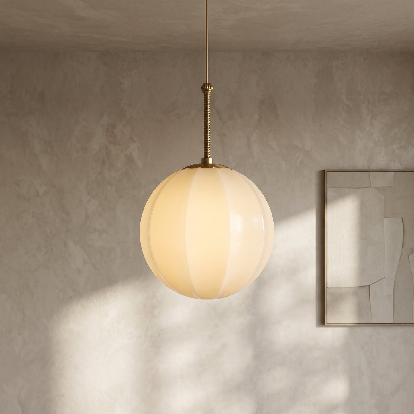 Ribbed Glass Pendant Light | Bell-Shaped Design with Adjustable Height | Modern Kitchen Pendant Lighting for Focused Illumination 1