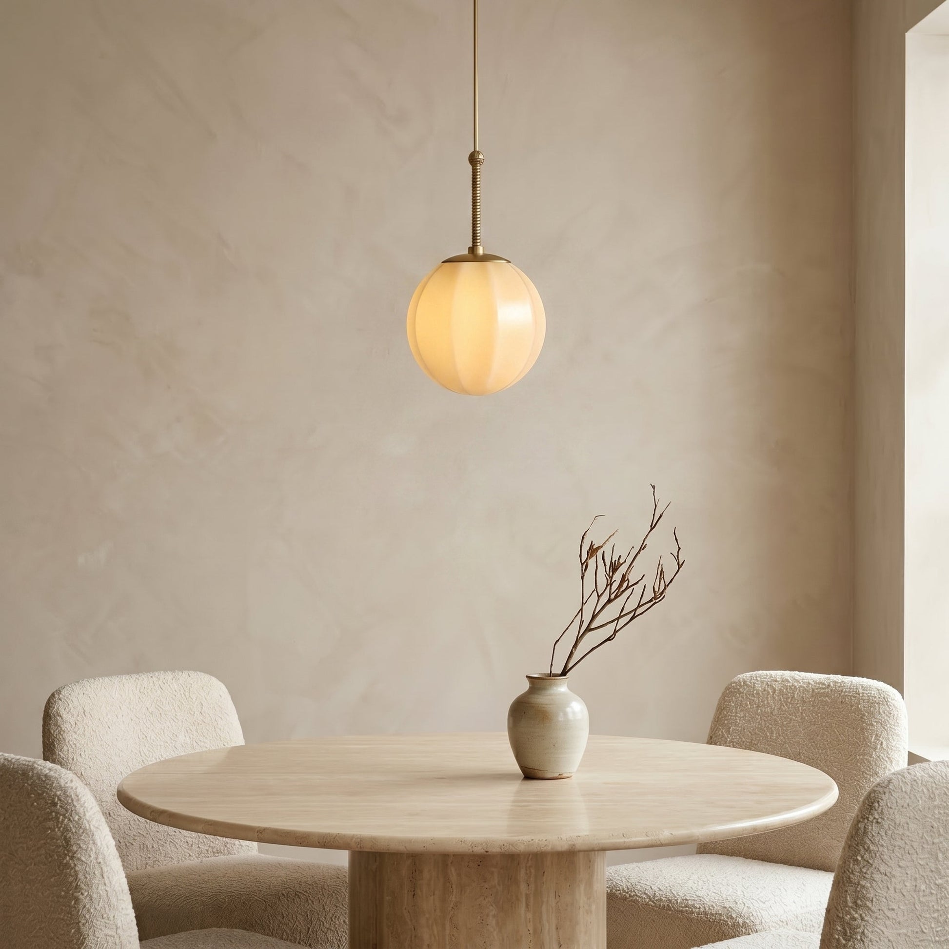 Ribbed Glass Pendant Light | Bell-Shaped Design with Adjustable Height | Modern Kitchen Pendant Lighting for Focused Illumination 3