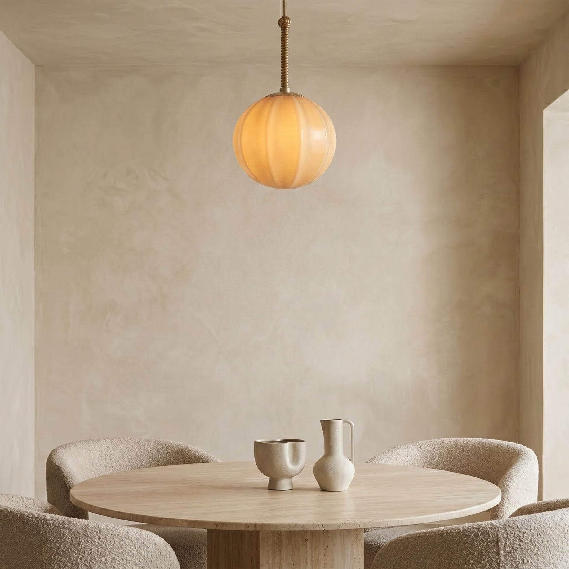 Ribbed Glass Pendant Light | Bell-Shaped Design with Adjustable Height | Modern Kitchen Pendant Lighting for Focused Illumination 4