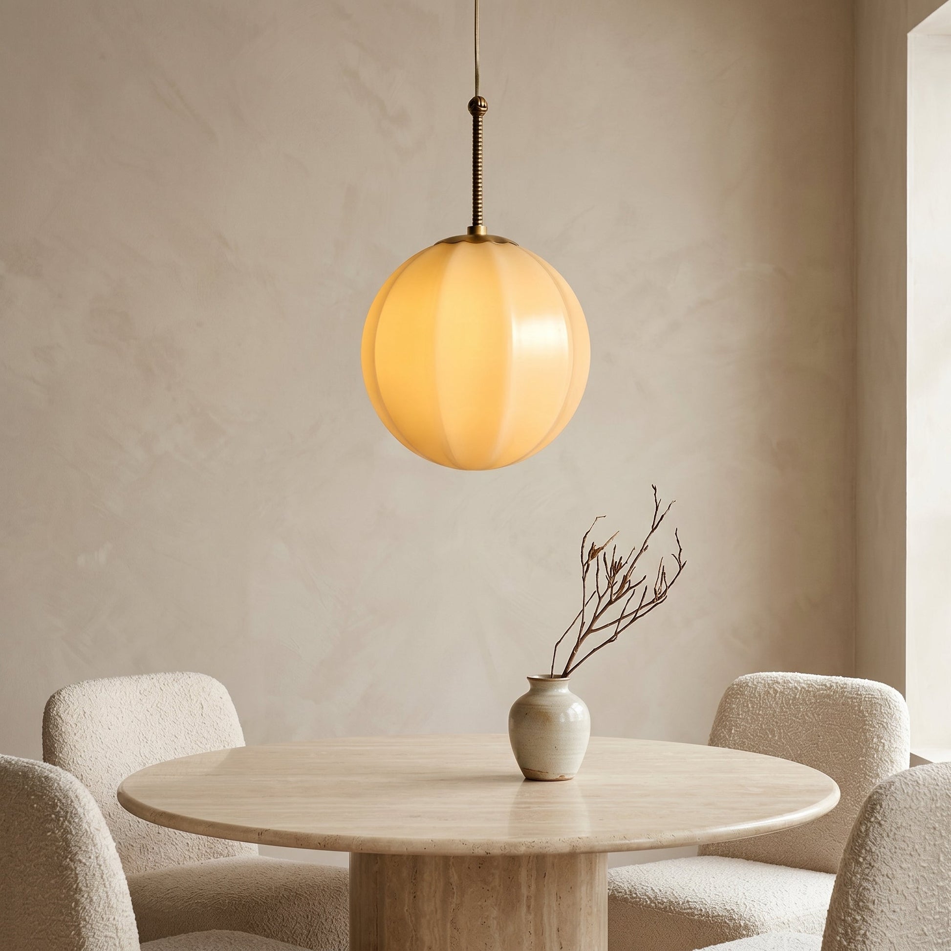 Ribbed Glass Pendant Light | Bell-Shaped Design with Adjustable Height | Modern Kitchen Pendant Lighting for Focused Illumination 5