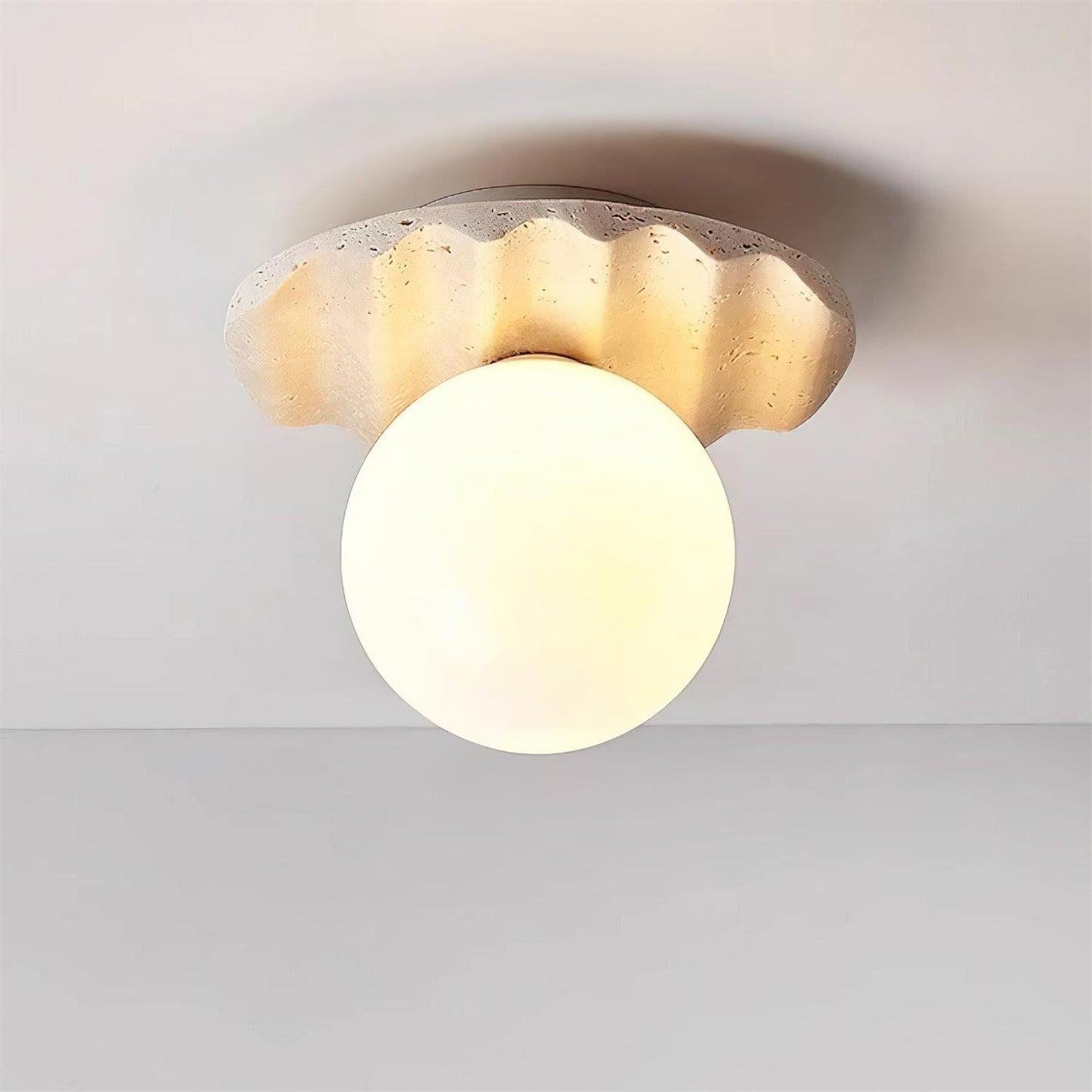 Ritta Collection | Flush Mount Ceiling Light Fixture with Travertine Base | Soft Illumination for Modern Ambiance 6
