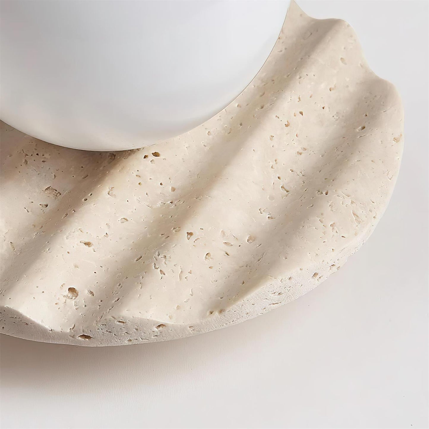 Ritta Collection | Flush Mount Ceiling Light Fixture with Travertine Base | Soft Illumination for Modern Ambiance 8
