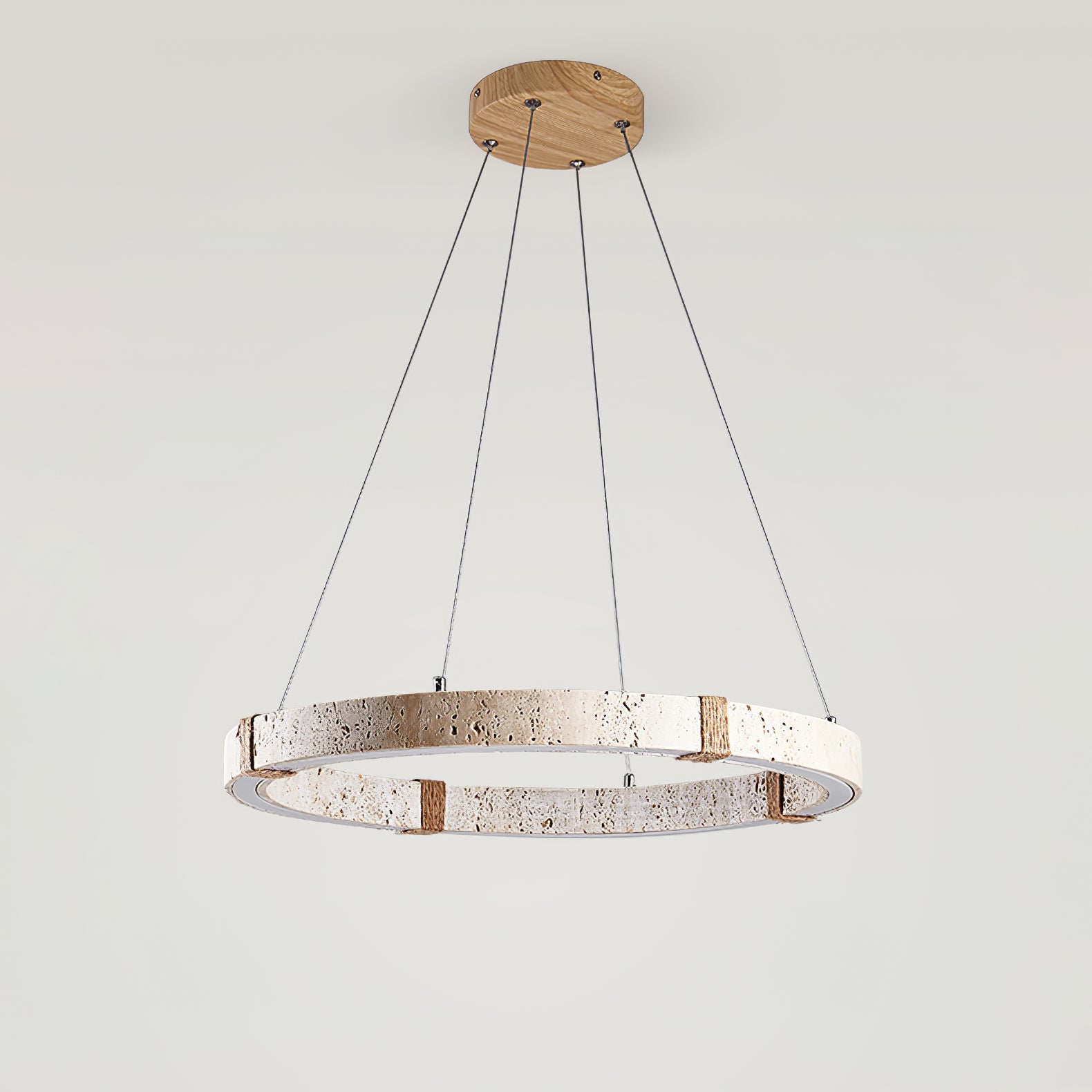 Ritta Collection | Pendant Light with Natural Travertine & Wood | Dimmable Design for Elegant Kitchen Lighting 0