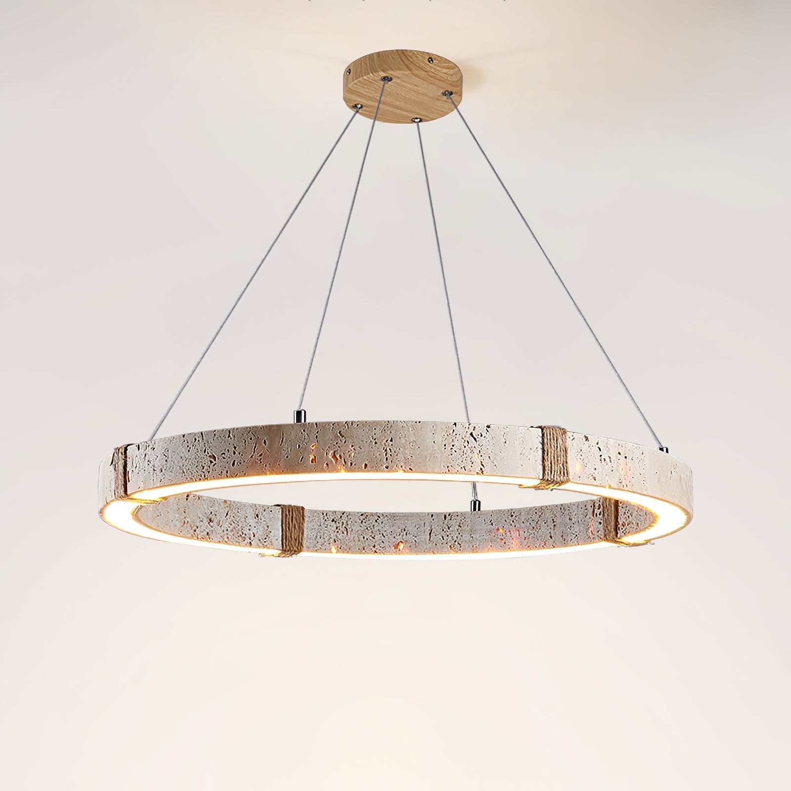 Ritta Collection | Pendant Light with Natural Travertine & Wood | Dimmable Design for Elegant Kitchen Lighting 2