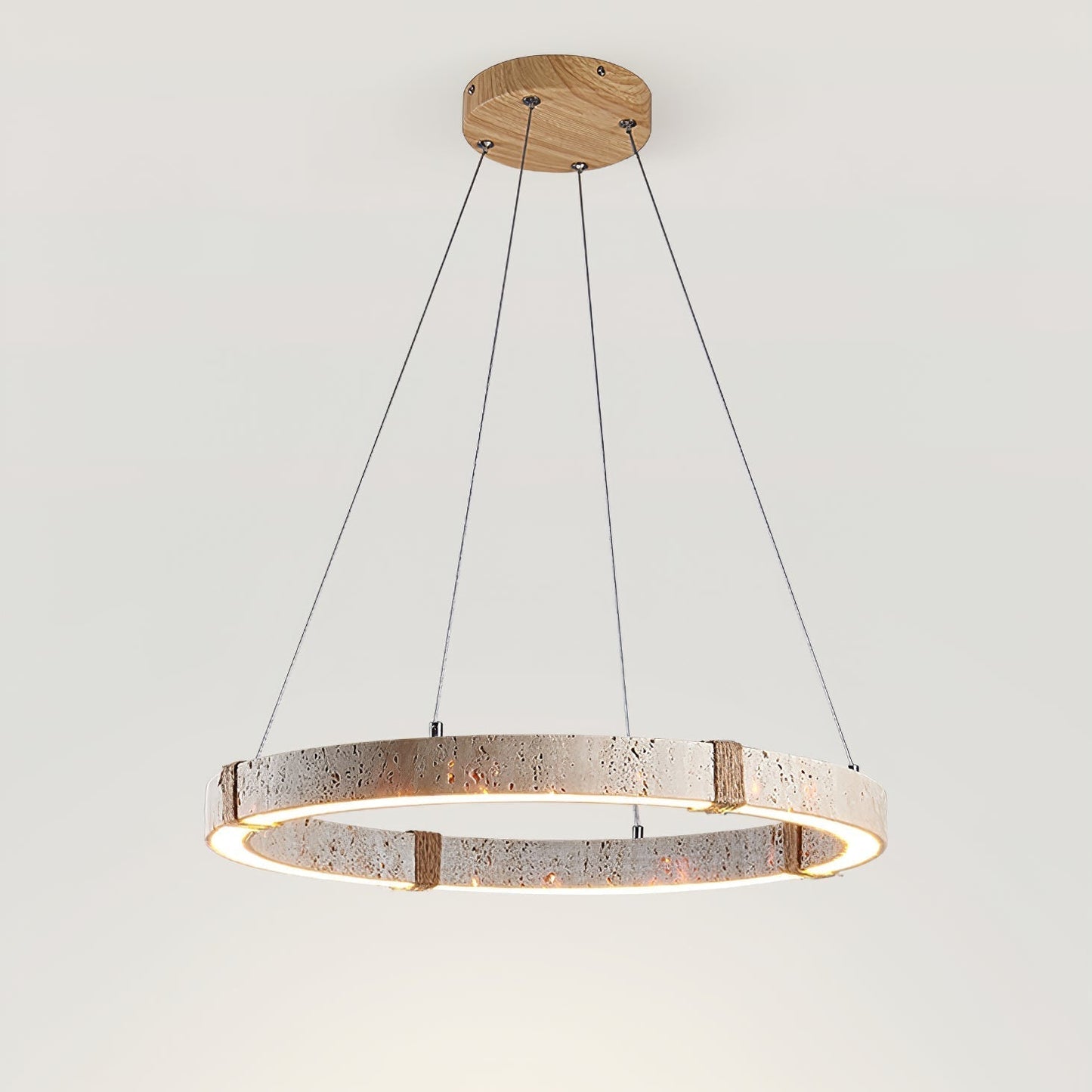 Ritta Collection | Pendant Light with Natural Travertine & Wood | Dimmable Design for Elegant Kitchen Lighting 3