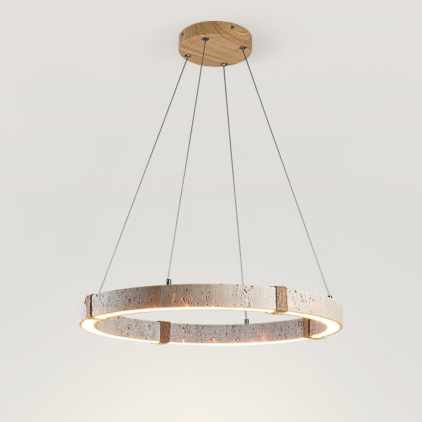 Ritta Collection | Pendant Light with Natural Travertine & Wood | Dimmable Design for Elegant Kitchen Lighting 3