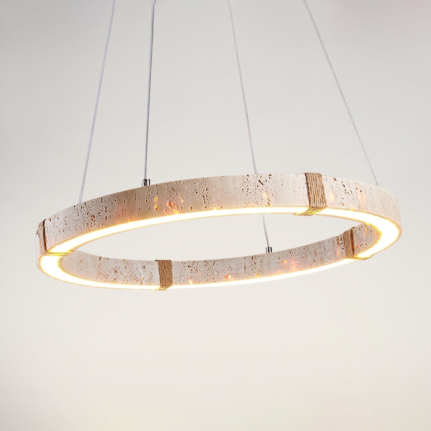 Ritta Collection | Pendant Light with Natural Travertine & Wood | Dimmable Design for Elegant Kitchen Lighting 4