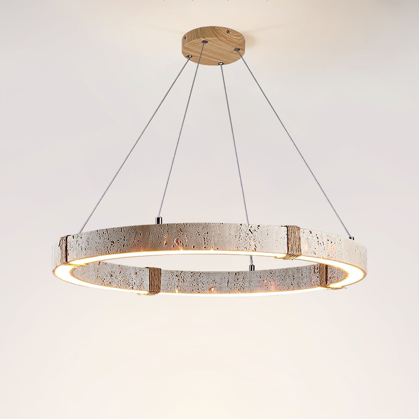 Ritta Collection | Pendant Light with Natural Travertine & Wood | Dimmable Design for Elegant Kitchen Lighting 6