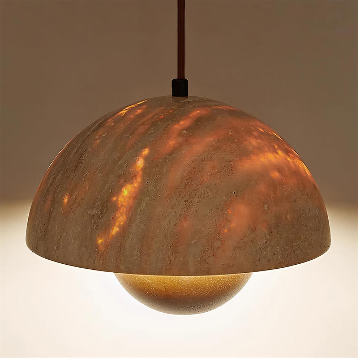 Ritta Collection | Travertine Pendant Lighting with Adjustable Height | Modern Design for Cozy Ambiance 6