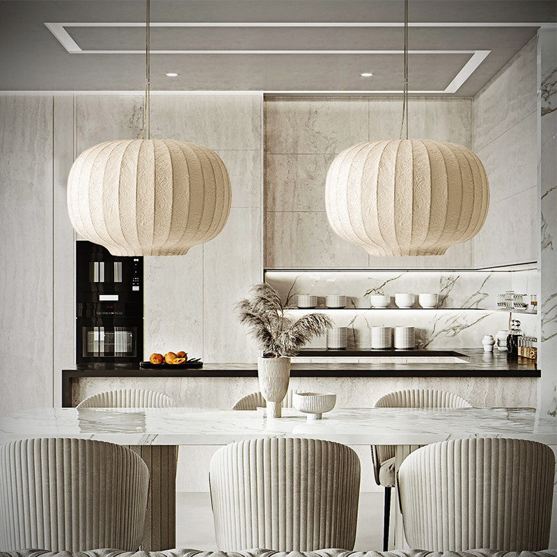 Ritta Retro Lantern Pendant Light | Metal & Silk Design with Adjustable Height | Elegant Ceiling Light Fixture for Dining and Bedroom 0