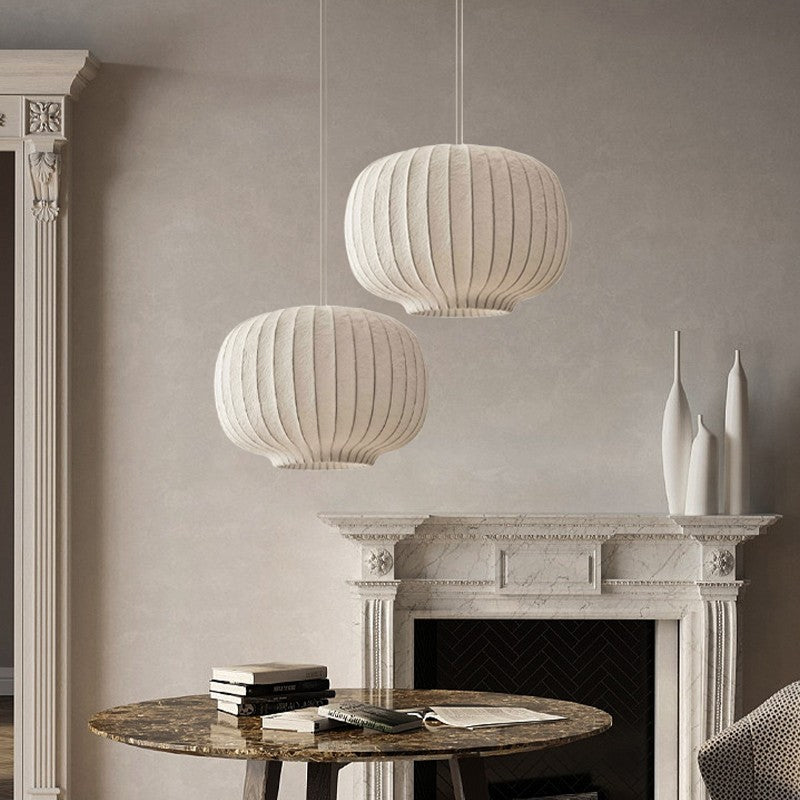 Ritta Retro Lantern Pendant Light | Metal & Silk Design with Adjustable Height | Elegant Ceiling Light Fixture for Dining and Bedroom 2