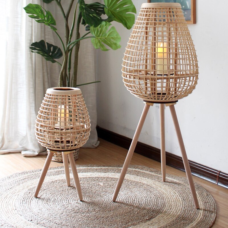 Ritta Wood & Rattan Floor Lamp | 3 Sizes