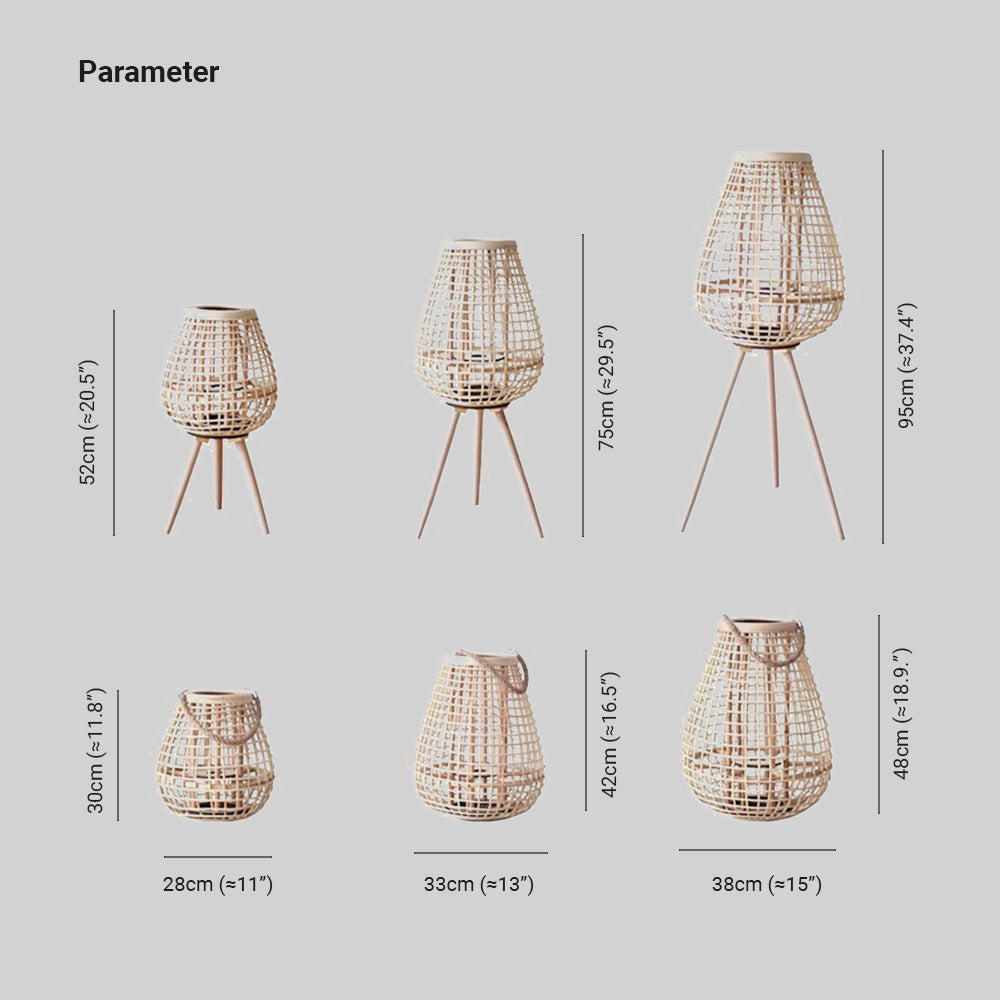 Ritta Wood & Rattan Floor Lamp | 3 Sizes
