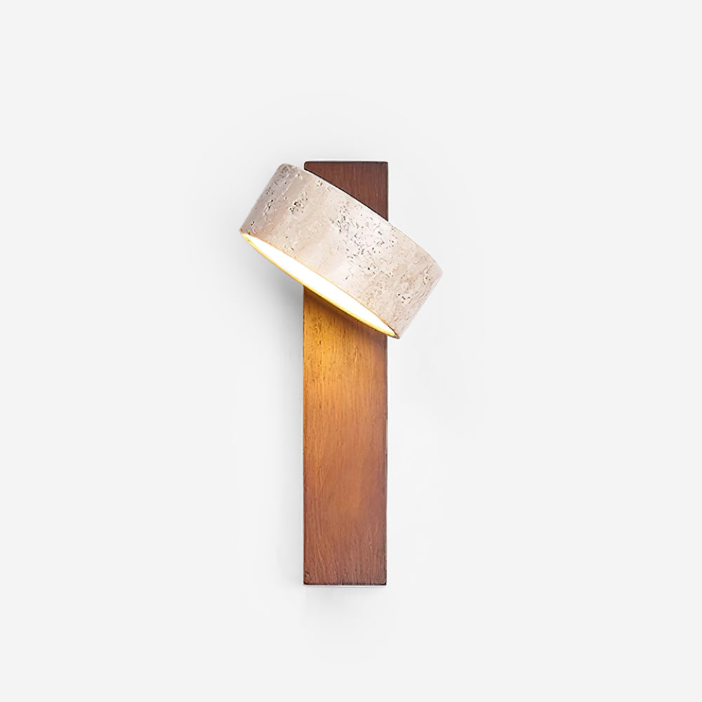 Ritta | Indoor Wall Lamp with Yellow Travertine Shade & Wooden Beam | Elegant Lighting for Modern Interiors 1
