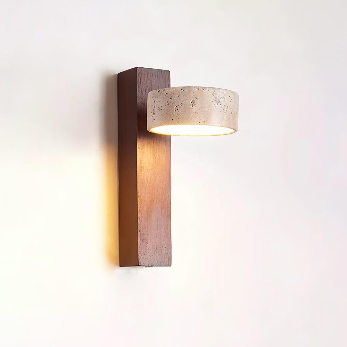 Ritta | Indoor Wall Lamp with Yellow Travertine Shade & Wooden Beam | Elegant Lighting for Modern Interiors 2