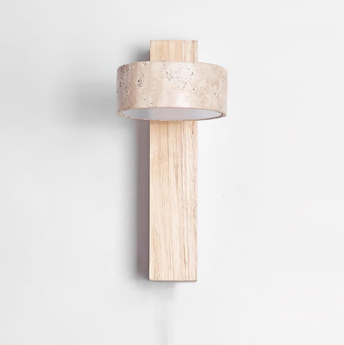 Ritta | Indoor Wall Lamp with Yellow Travertine Shade & Wooden Beam | Elegant Lighting for Modern Interiors 3