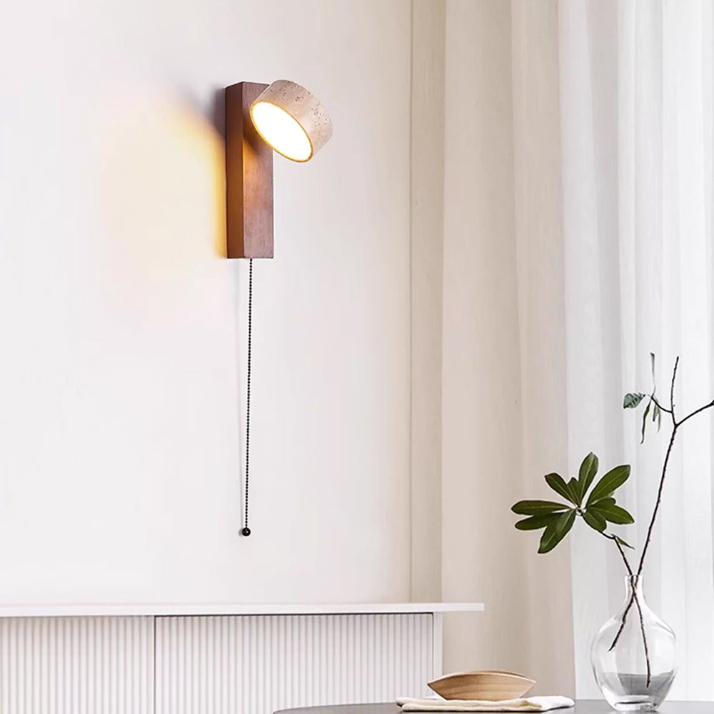 Ritta | Indoor Wall Lamp with Yellow Travertine Shade & Wooden Beam | Elegant Lighting for Modern Interiors 8