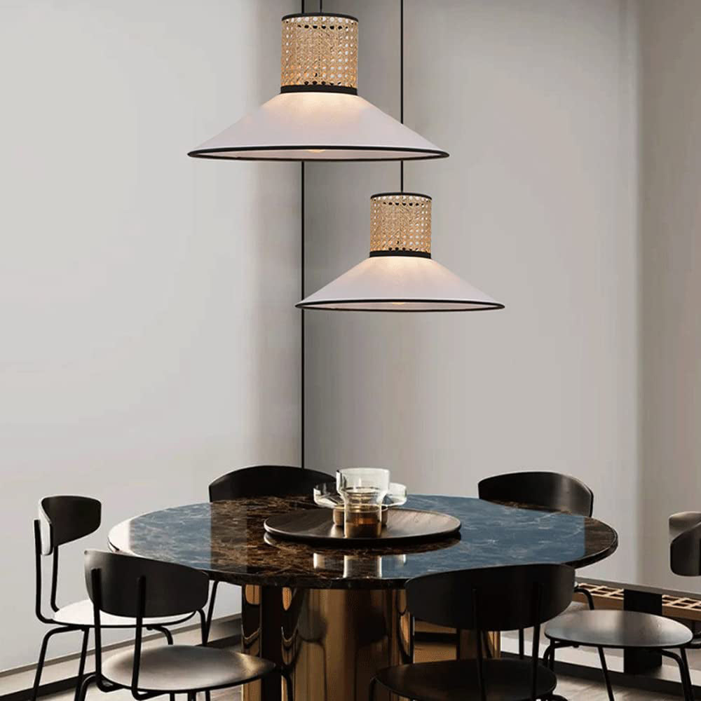 Ritta Rattan & Fabric Pendant Light | Dia 30-50cm