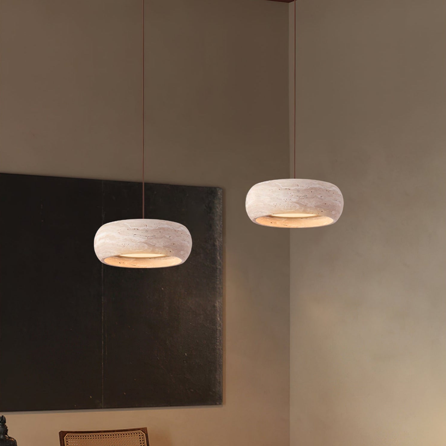 Ritta | Pendant Light with Natural Travertine Design & Dimmable Feature | Elegant Kitchen Pendant Lighting for Ambient Glow 6