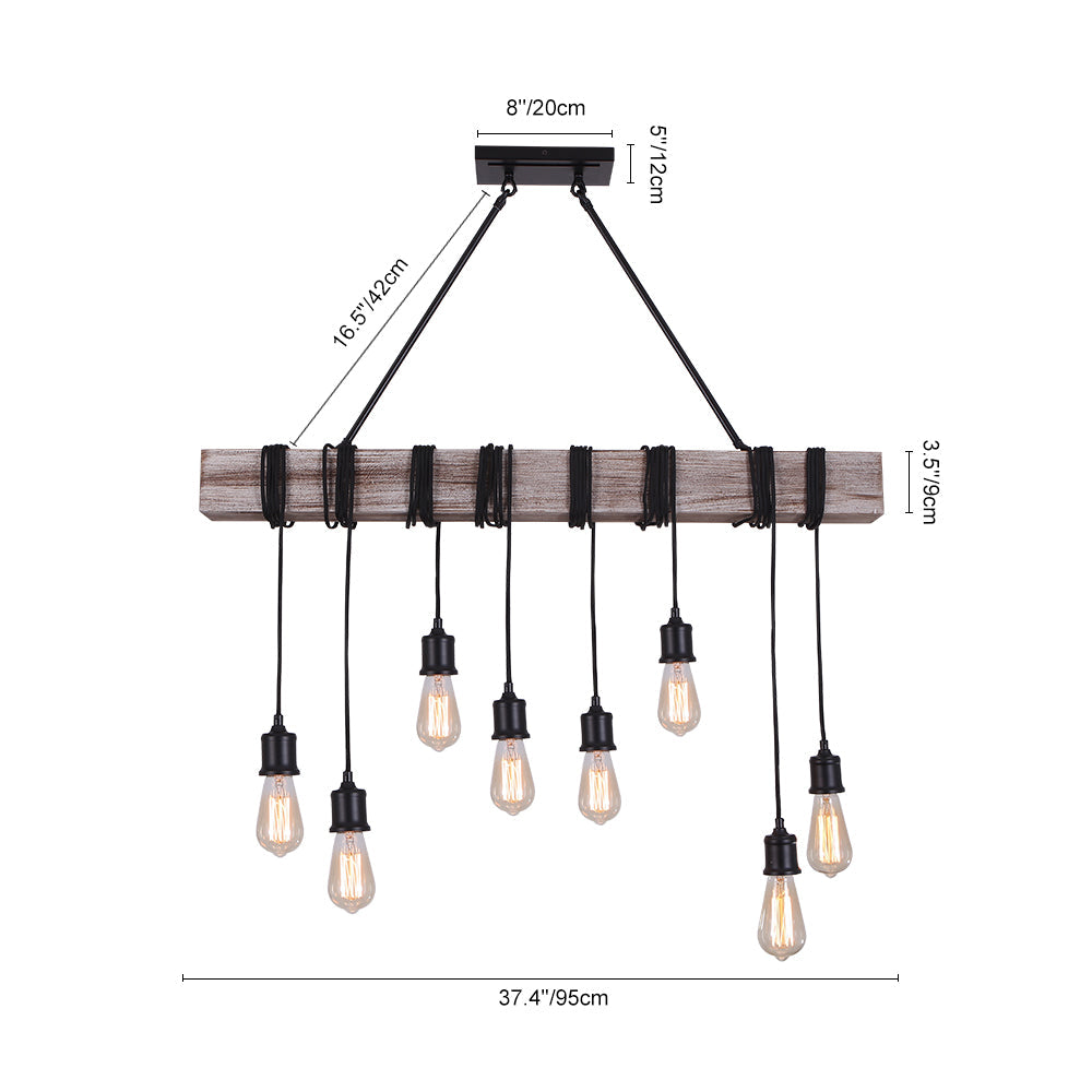 8-Light Rustic Wooden Farmhouse Light
