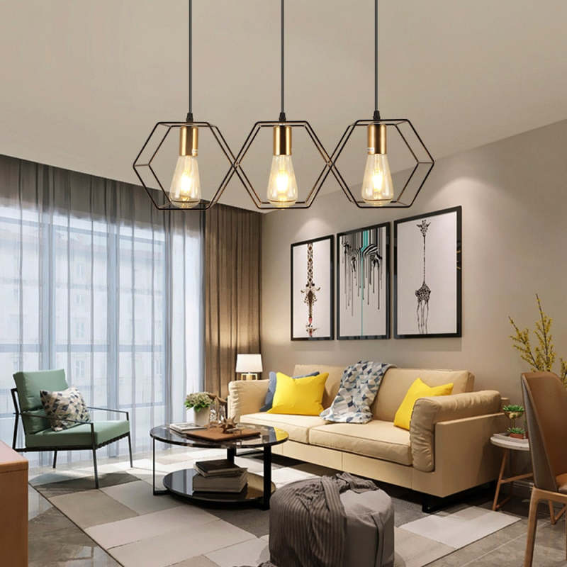 Rustic Hexagonal Pendant Light | Black | Model A/B/C/D