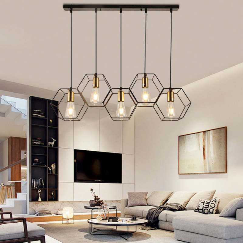 Rustic Hexagonal Pendant Light | Black | Model A/B/C/D
