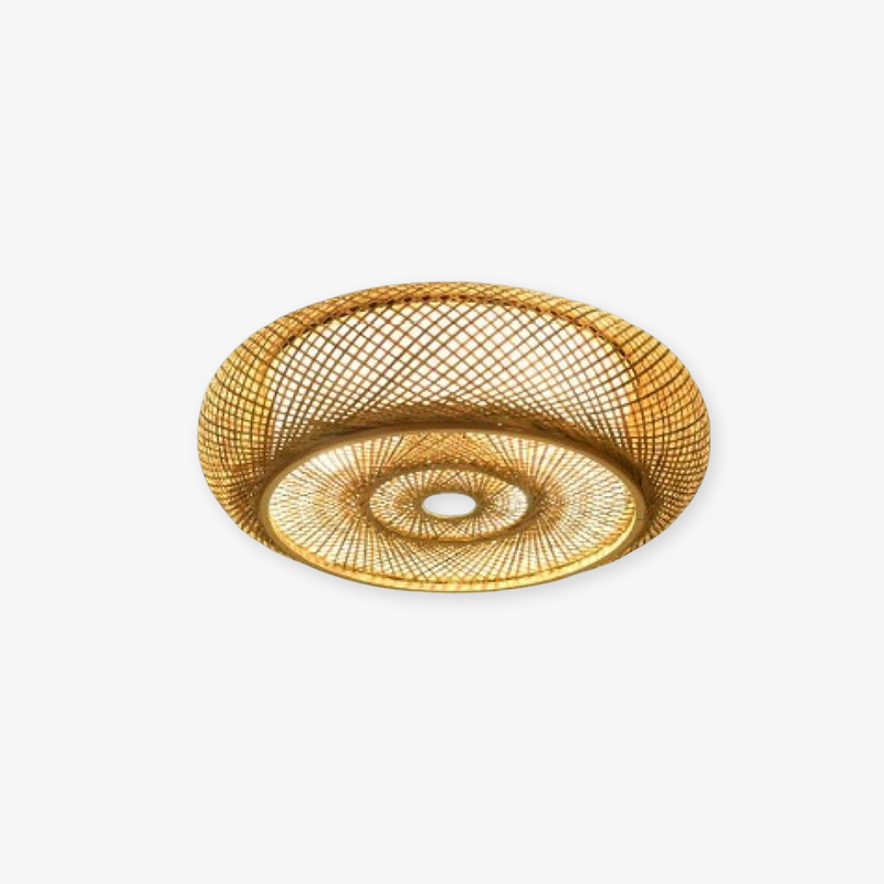 Handcrafted Rattan Flush Mount Ceiling Light, D40cm | Warm White LED | Energy-Saving, 100cm Wire