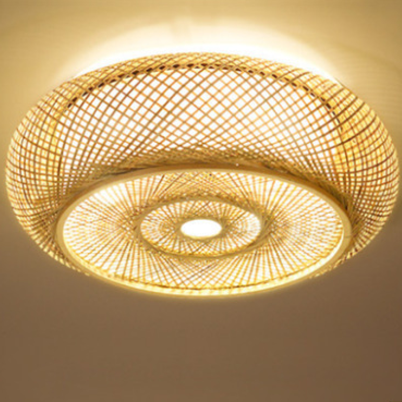 Handcrafted Rattan Flush Mount Ceiling Light, D40cm | Warm White LED | Energy-Saving, 100cm Wire