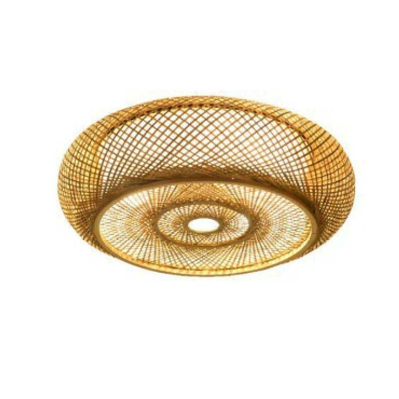 Handcrafted Rattan Flush Mount Ceiling Light, D40cm | Warm White LED | Energy-Saving, 100cm Wire
