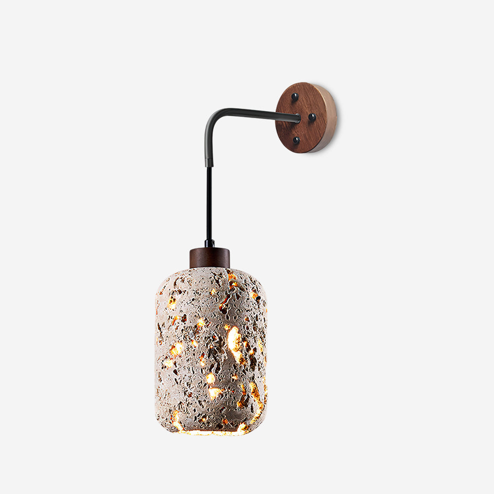 Rustic Wall Lamp | Elegant Wall Sconce Lighting with Travertine Body & Metal Accents for Home Decor 1