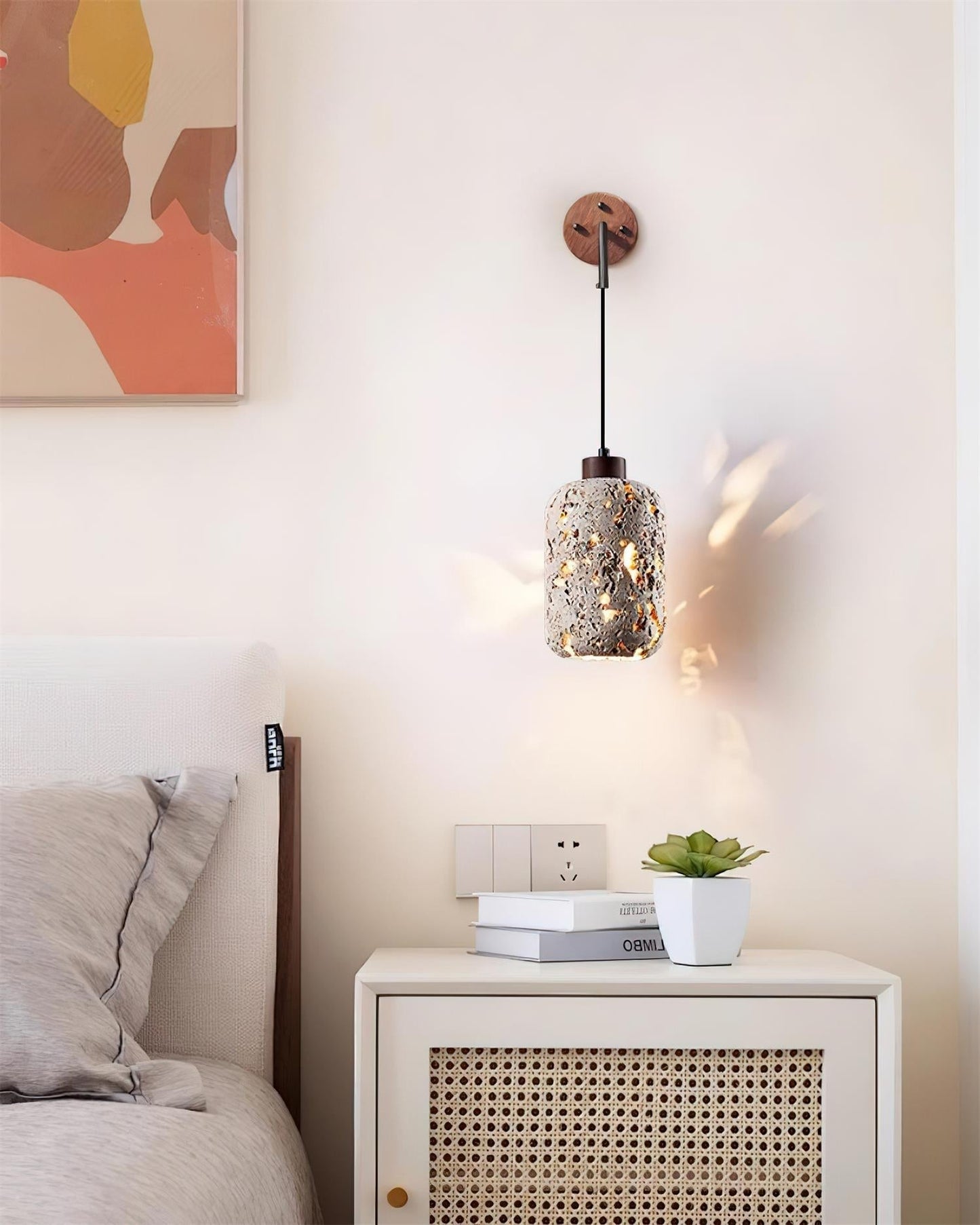 Rustic Wall Lamp | Elegant Wall Sconce Lighting with Travertine Body & Metal Accents for Home Decor 2