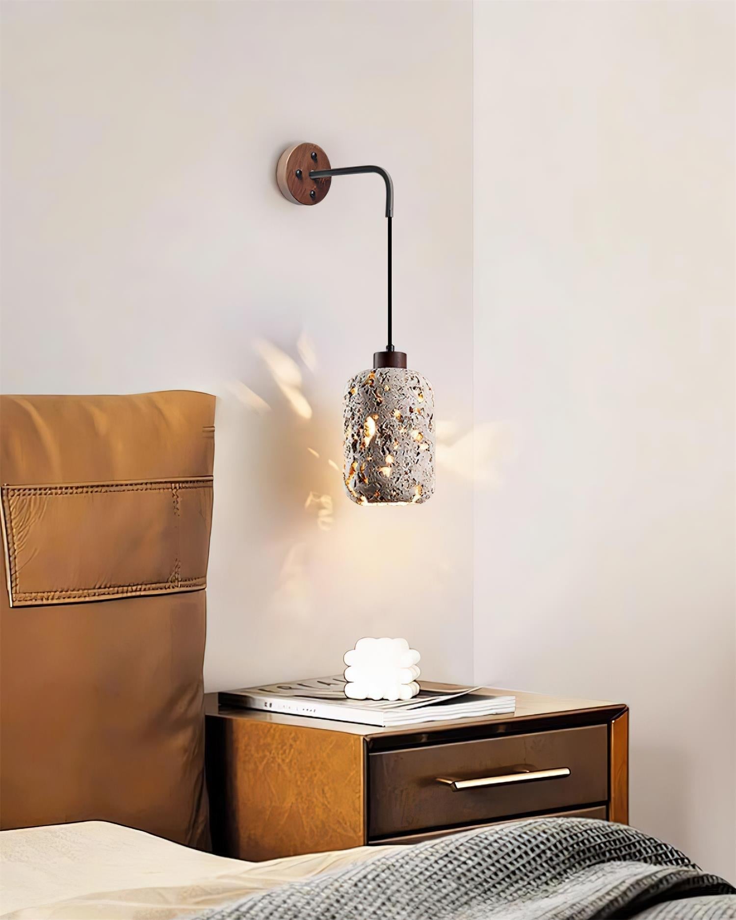 Rustic Wall Lamp | Elegant Wall Sconce Lighting with Travertine Body & Metal Accents for Home Decor 3