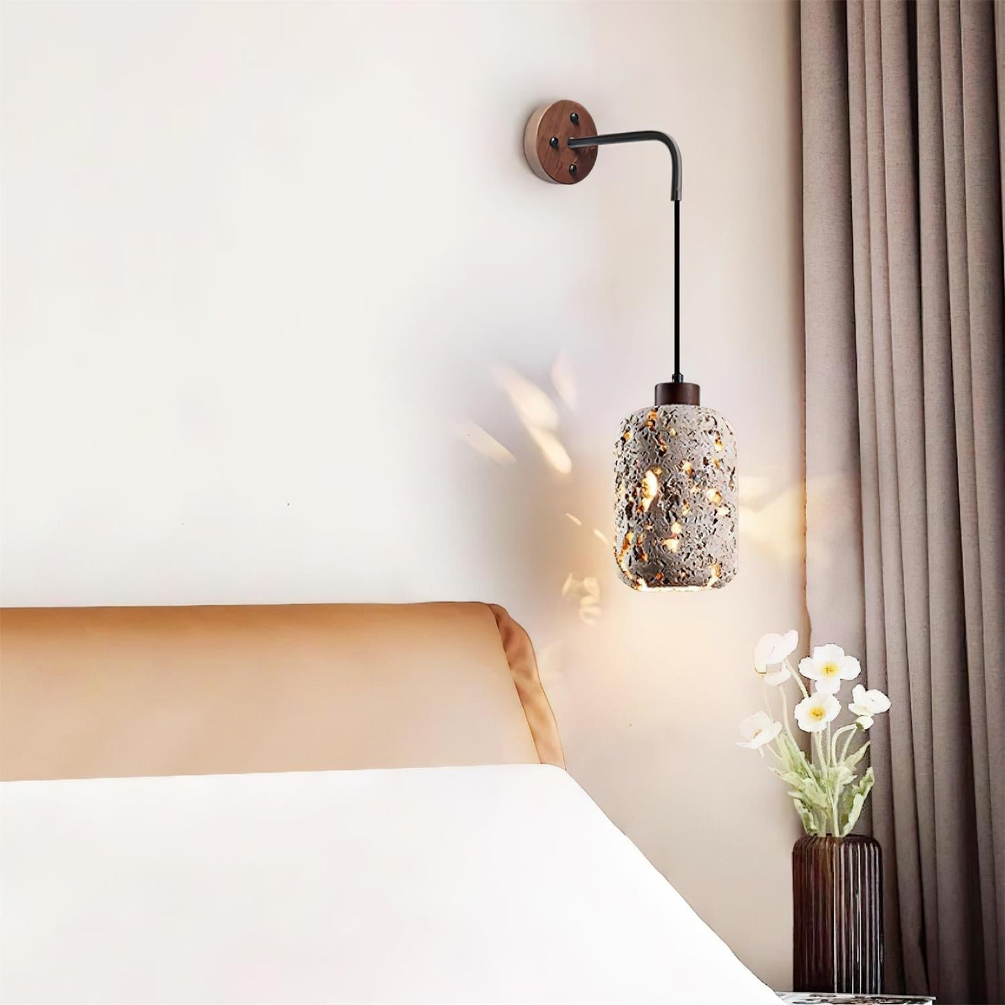 Rustic Wall Lamp | Elegant Wall Sconce Lighting with Travertine Body & Metal Accents for Home Decor 4