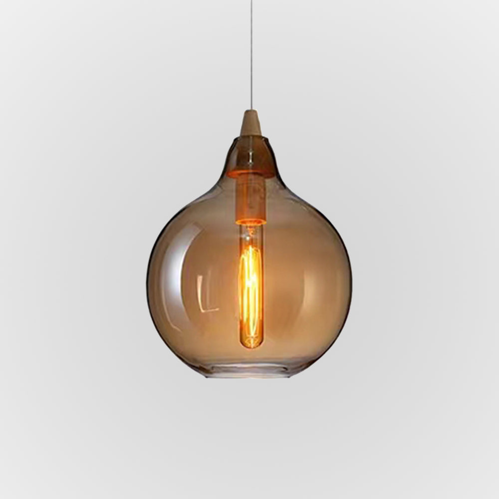 Hailie Amber Glass Pendant Light 36cm