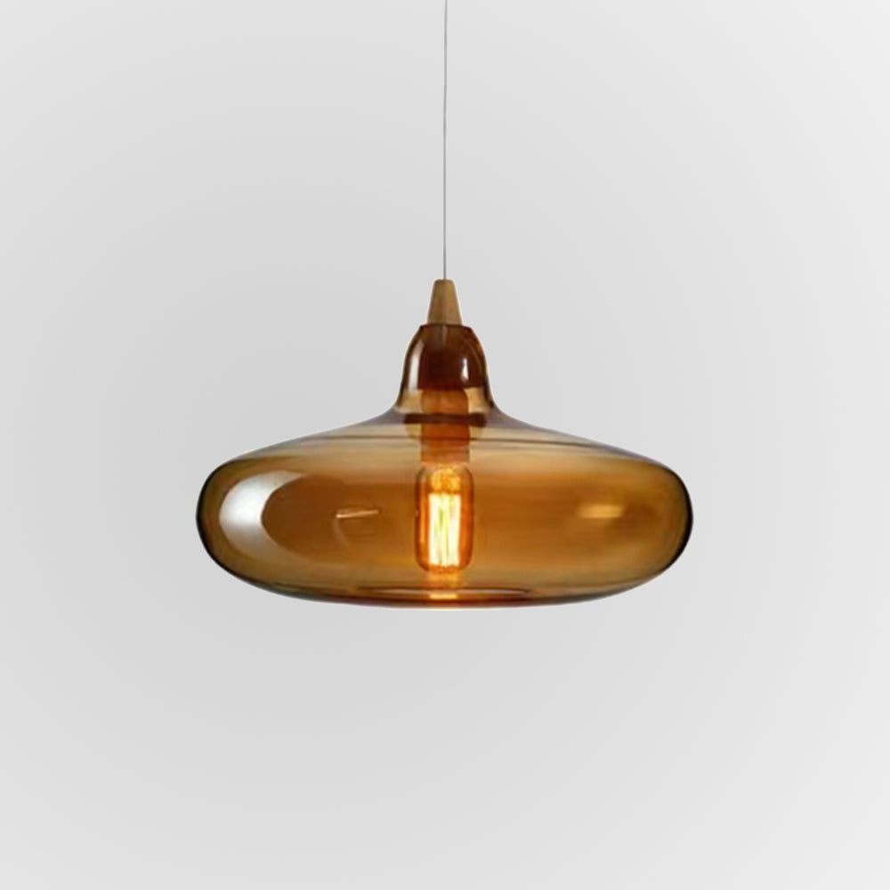 Hailie Amber Glass Pendant Light 19cm