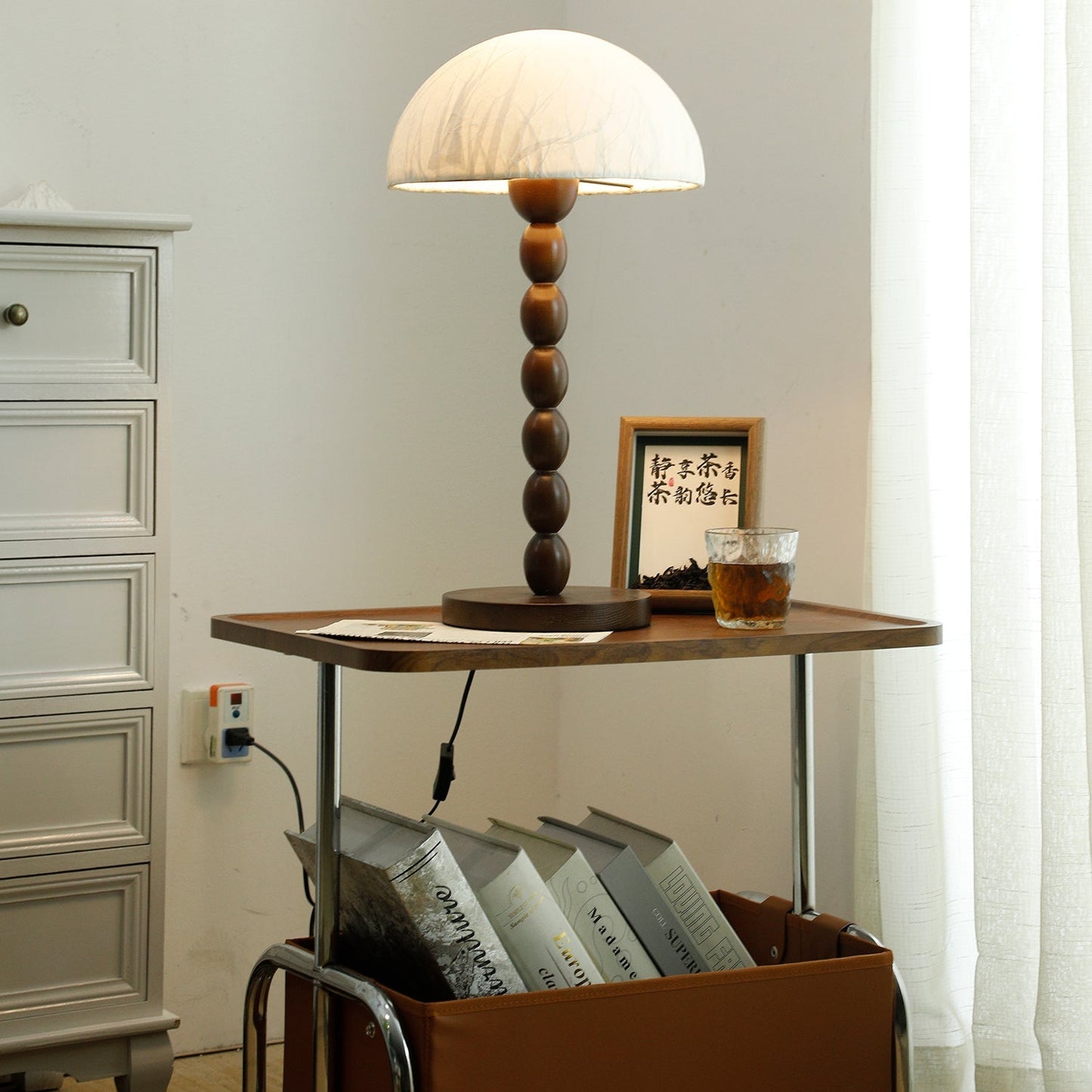 Satori | Table Lamp with Paper Shade & Wooden Base | Elegant Bedroom Lighting for Cozy Spaces 3