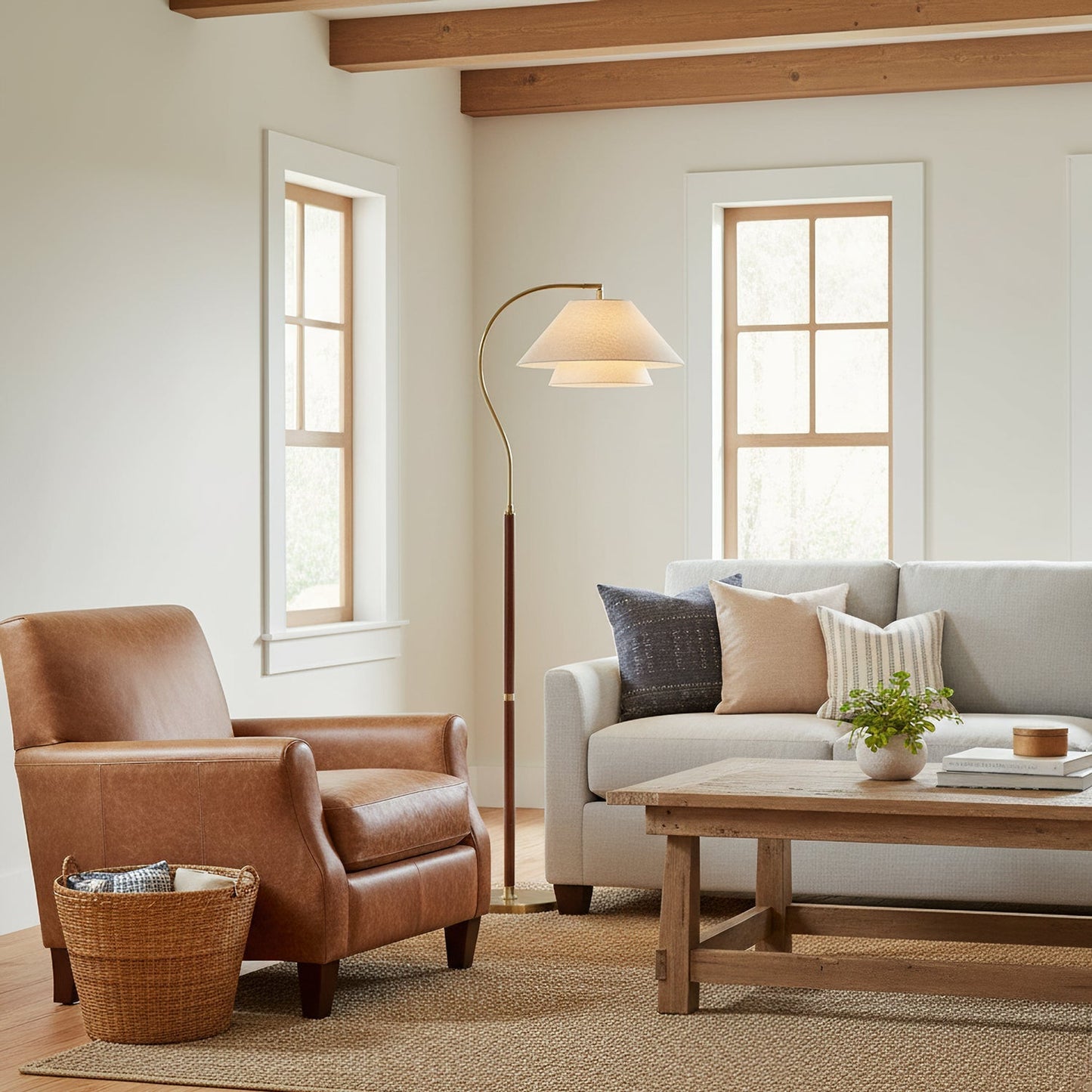 Sculptural Arc Floor Lamp with Layered Shades for Soft Ambient Lighting 6