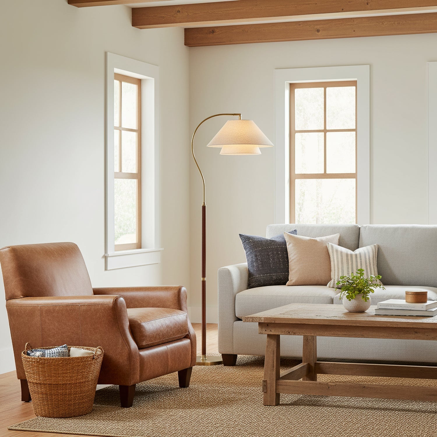 Sculptural Arc Floor Lamp with Layered Shades for Soft Ambient Lighting 6